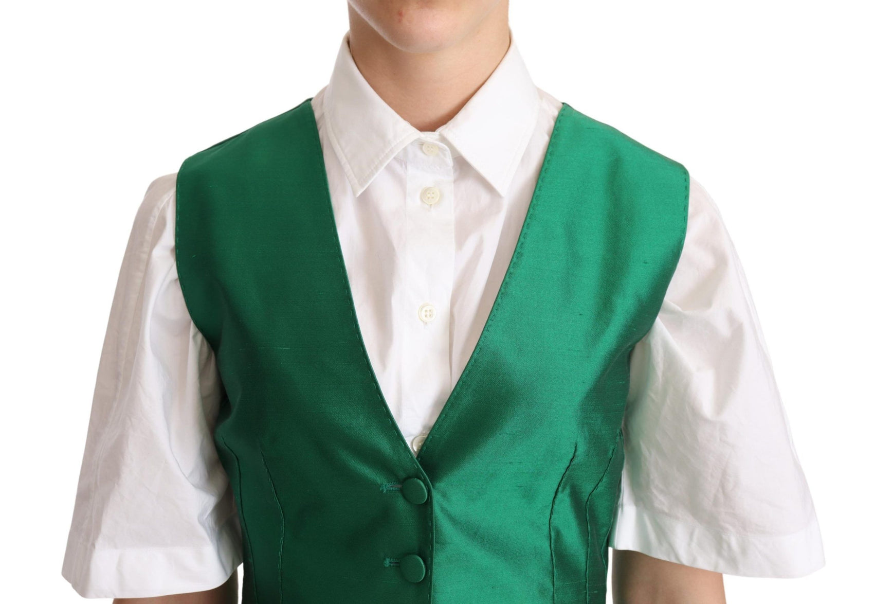 Elegante gilet in misto seta verde