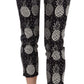 Pantaloni Capri aderenti con stampa ananas nera chic