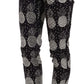 Pantaloni Capri aderenti con stampa ananas nera chic