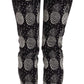 Pantaloni Capri aderenti con stampa ananas nera chic