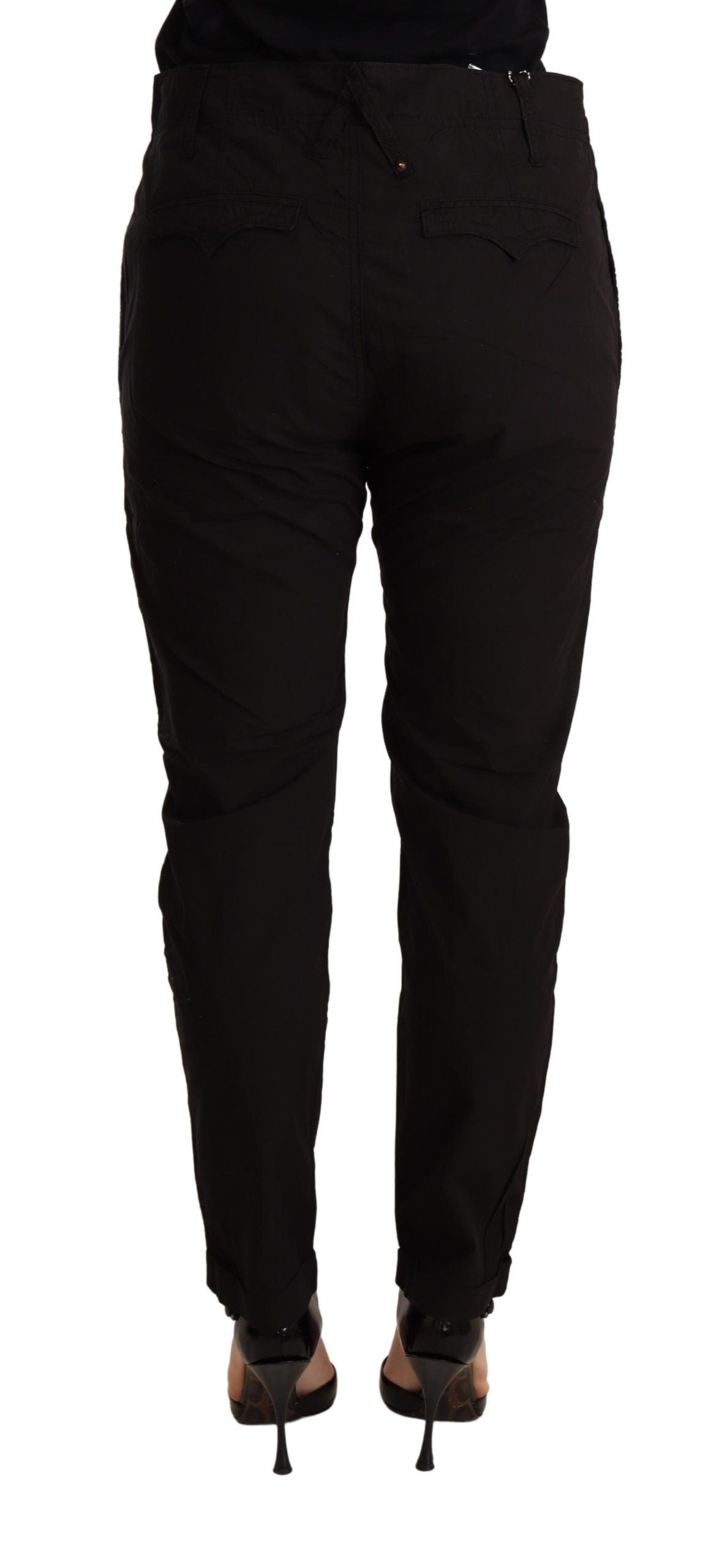Elegante schwarze Baggy-Baumwollhose