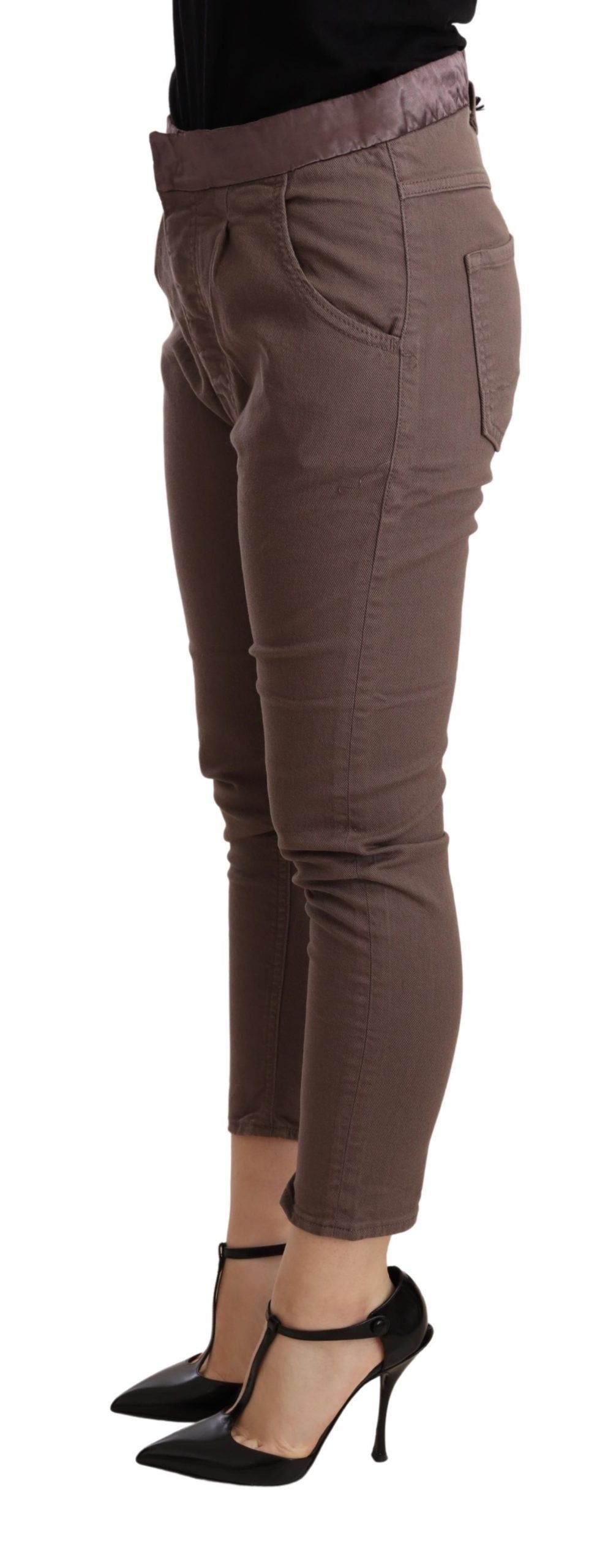 Schicke braune Skinny-Hose mit mittlerer Taille