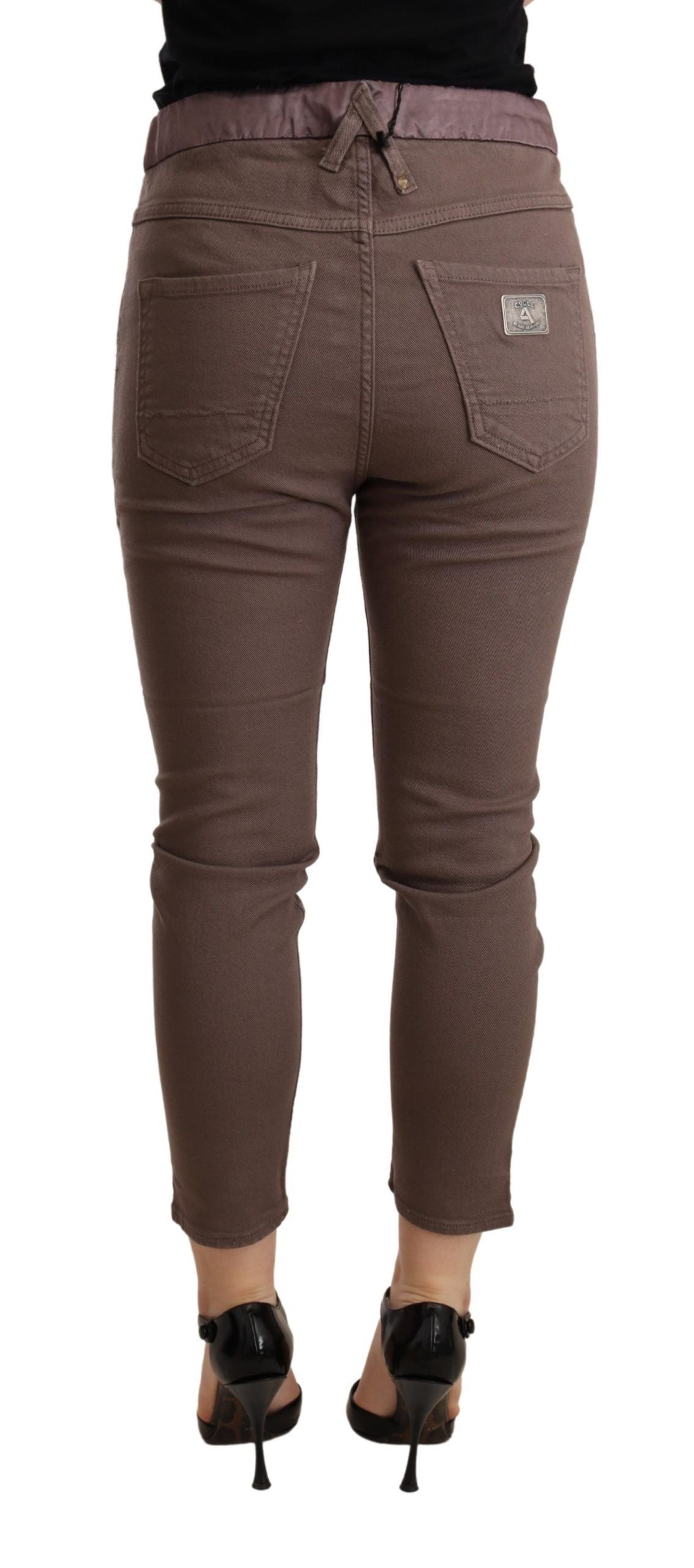 Schicke braune Skinny-Hose mit mittlerer Taille