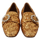 Elegant Gold Sequin Crystal Flats