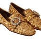 Elegant Gold Sequin Crystal Flats