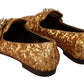 Elegant Gold Sequin Crystal Flats