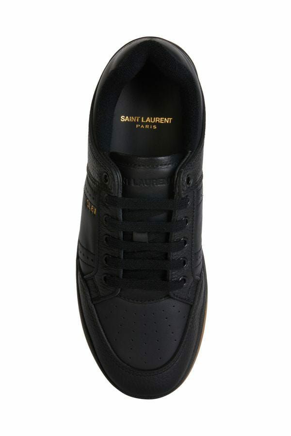 Elegant Black Low-Top Leather Sneakers