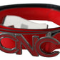 Chic Red Leather Waist Belt with Black-Tone Buckle