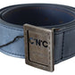 Elegant Blue Leather Fashion Belt