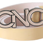 Chic Beige Logo Leather Belt