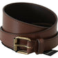 Chic Brown Leather Fashion Belt with Bronze-Tone Hardware