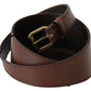 Chic Brown Leather Fashion Belt with Bronze-Tone Hardware