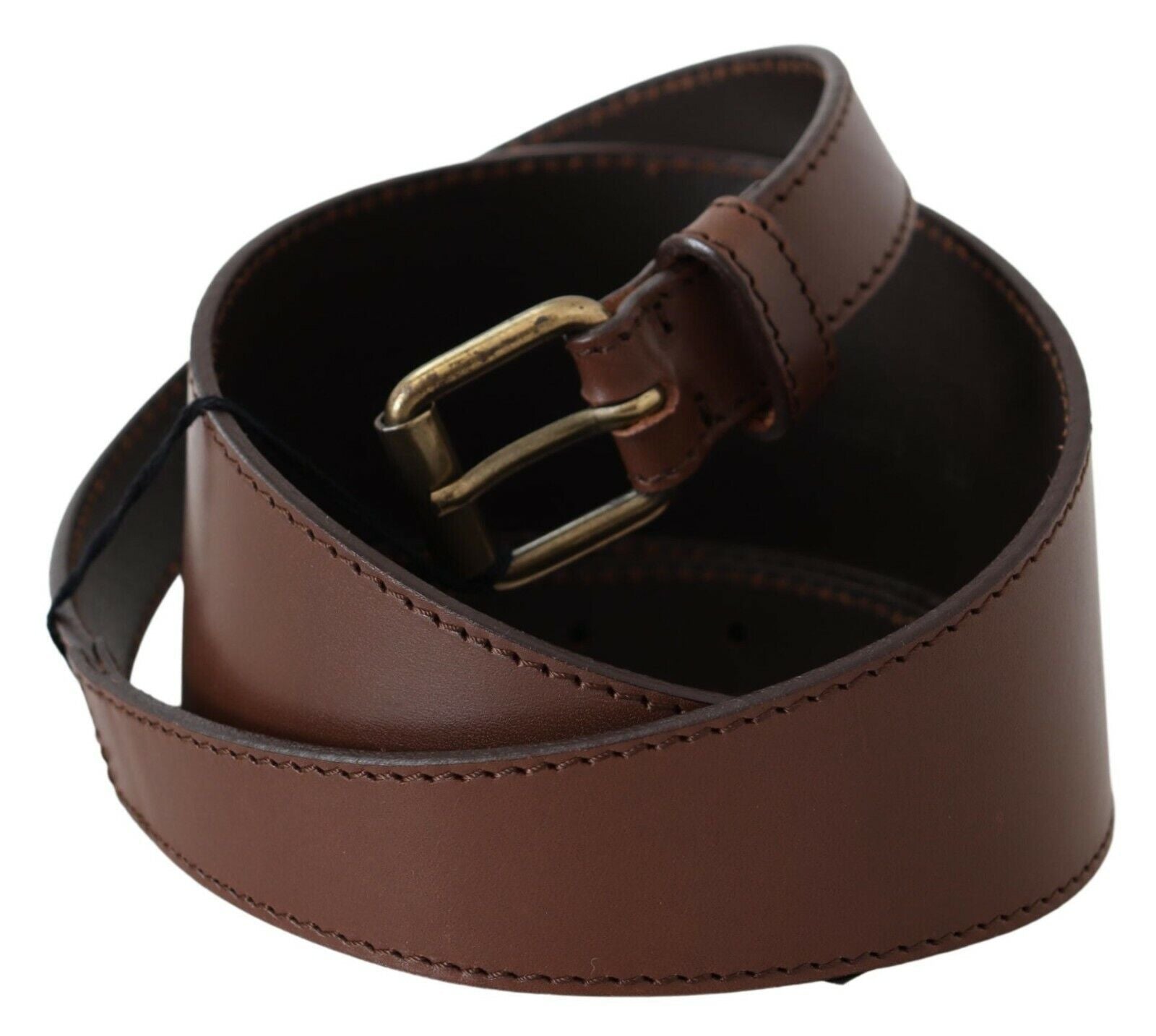 Schicker brauner Ledergürtel mit bronzefarbener Hardware