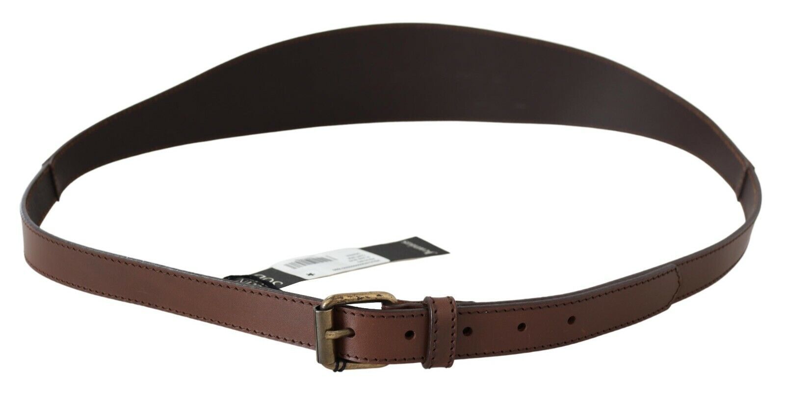 Schicker brauner Ledergürtel mit bronzefarbener Hardware