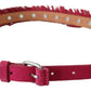 Elegant Maroon Double Buckle Leather Belt