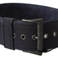 Elegant Navy Blue Leather Waist Belt