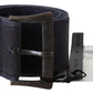 Elegant Navy Blue Leather Waist Belt