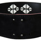 Elegant Wide Leather Fashion Belt with Metal Accents