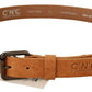 Elegant Light Brown Fashion Belt with Black-Tone Buckle