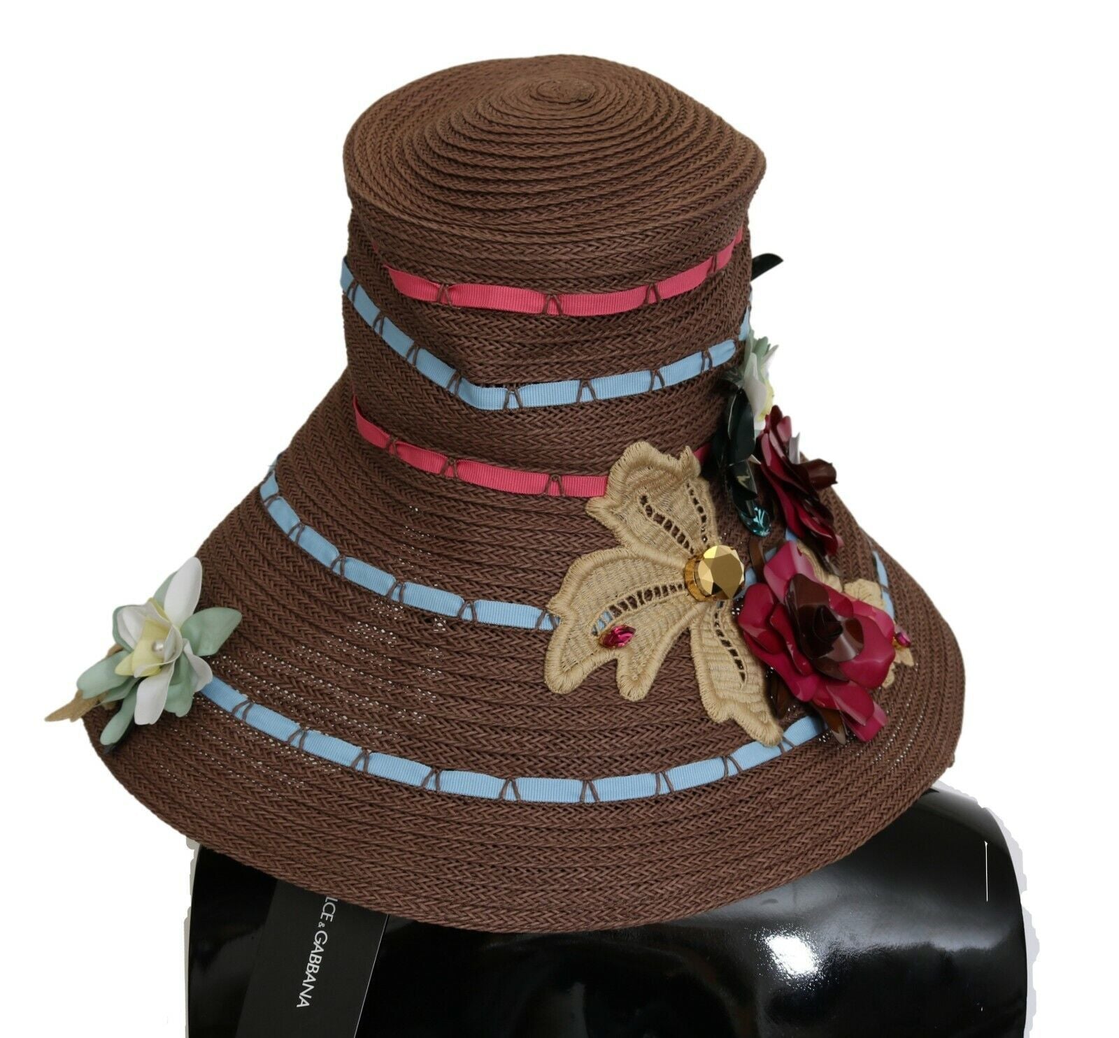 Eleganter Schlapphut mit Blumenmuster und breiter Krempe