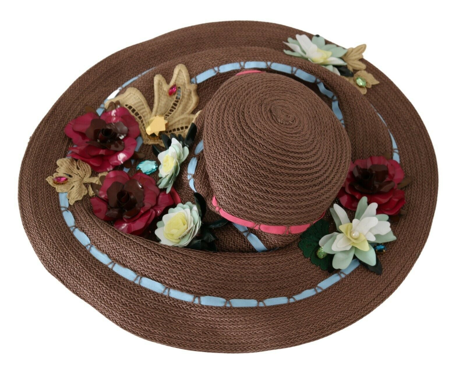 Eleganter Schlapphut mit Blumenmuster und breiter Krempe