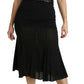 Chic High Waist Black Silk Blend Skirt