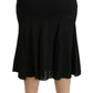 Chic High Waist Black Silk Blend Skirt