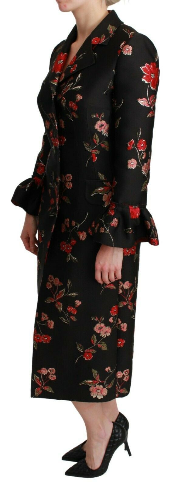 Elegante trench con ricami floreali