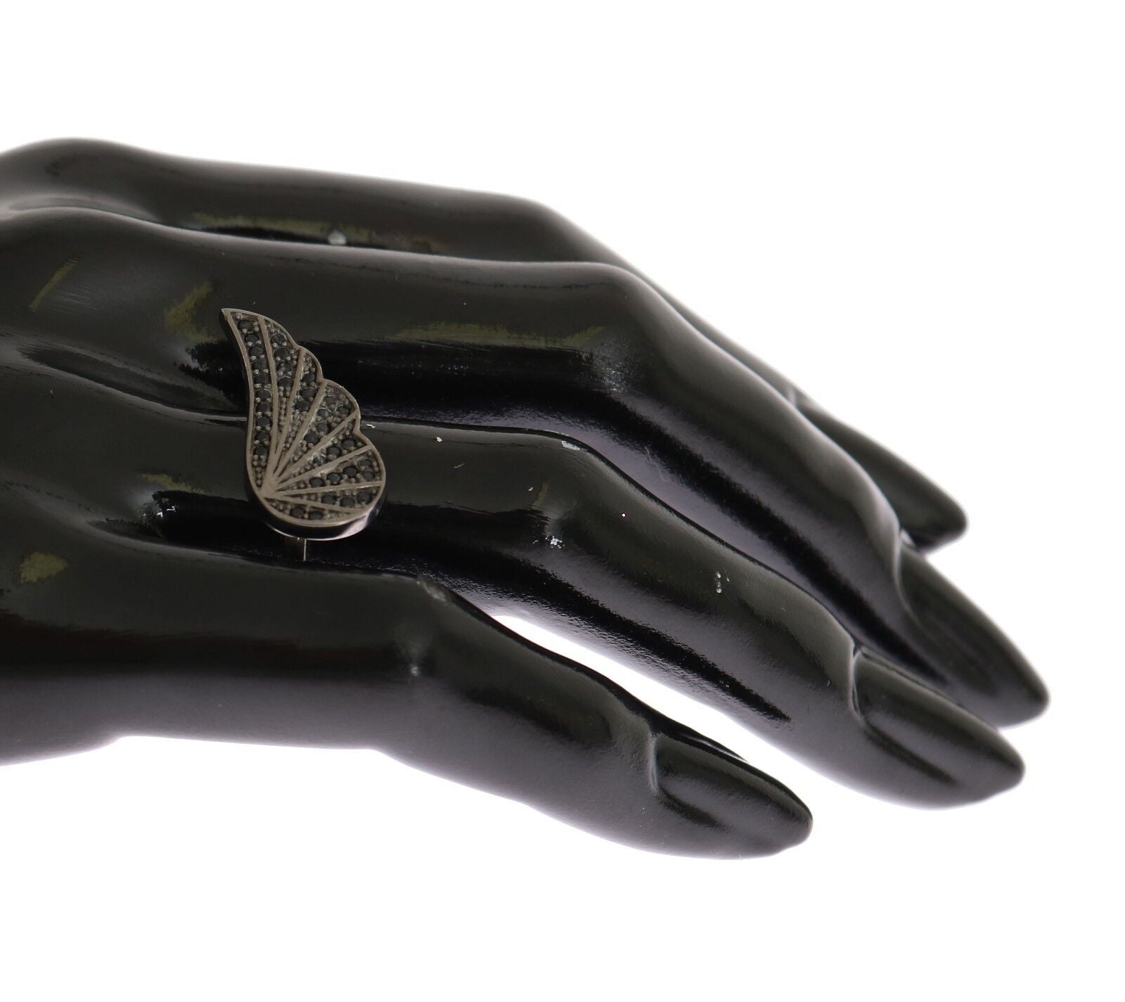 Schwarzer Rhodium-Silber-Kristallring