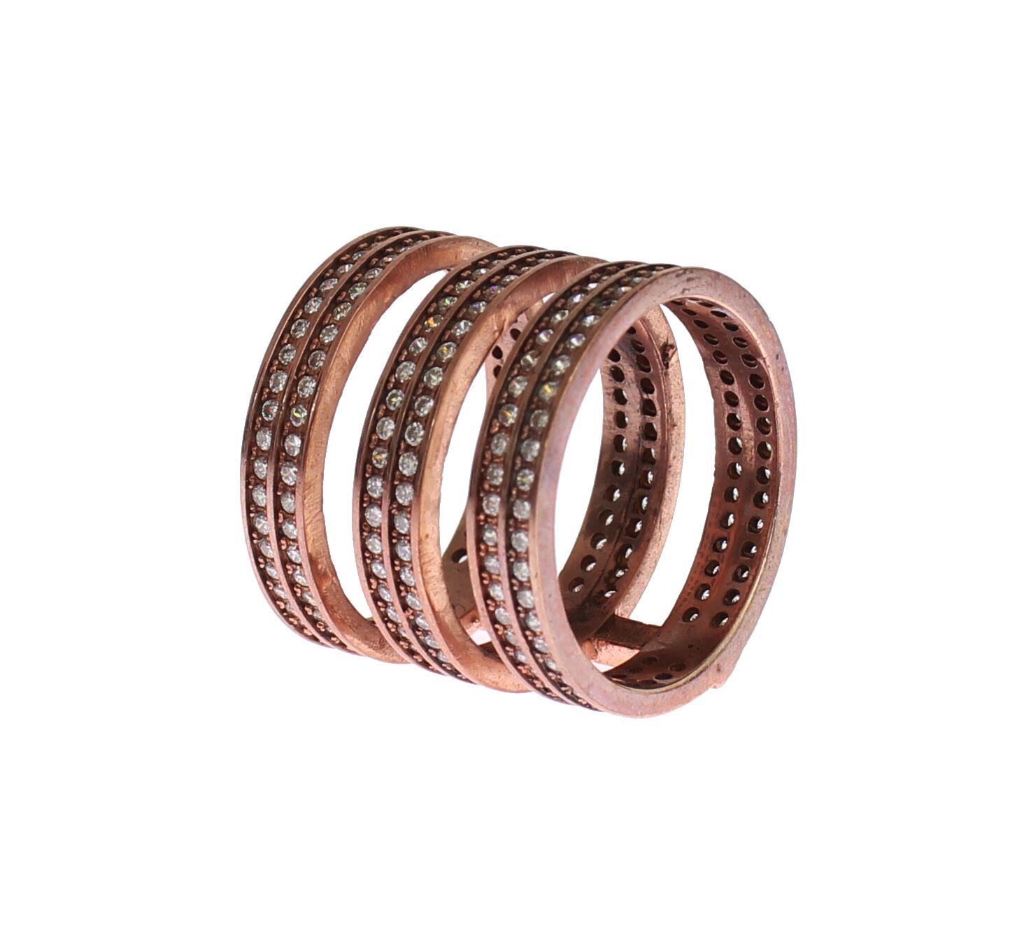 Schillernder Ring mit rosa vergoldetem Zirkonia-Kristall