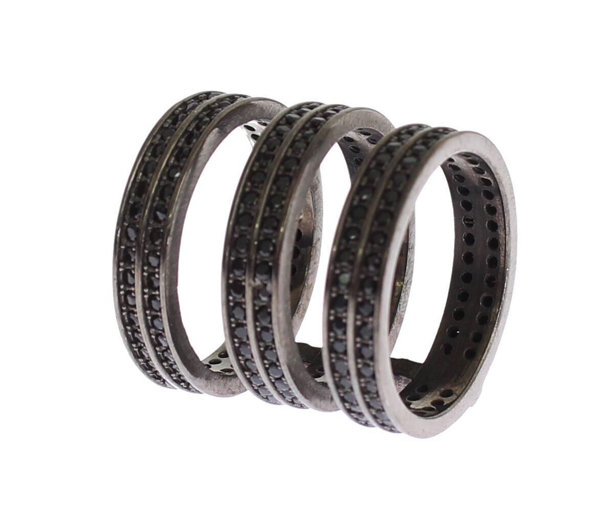 Schicker Sterlingsilberring mit schwarzem Kristall