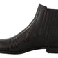 Elegant Black Leather Lizard Skin Derby Boots