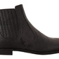 Elegant Black Leather Lizard Skin Derby Boots