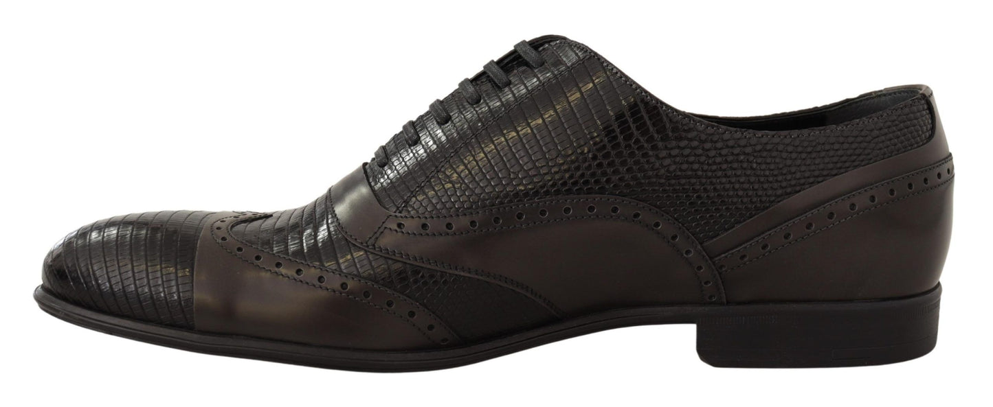 Elegante Oxford-Schuhe aus braunem Eidechsenleder