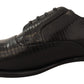 Elegant Black Lizard Skin Derby Shoes