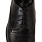 Elegant Black Lizard Skin Derby Shoes