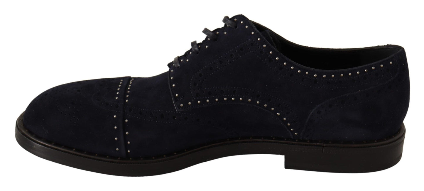 Elegant Suede Derby Shoes with Silver Studs