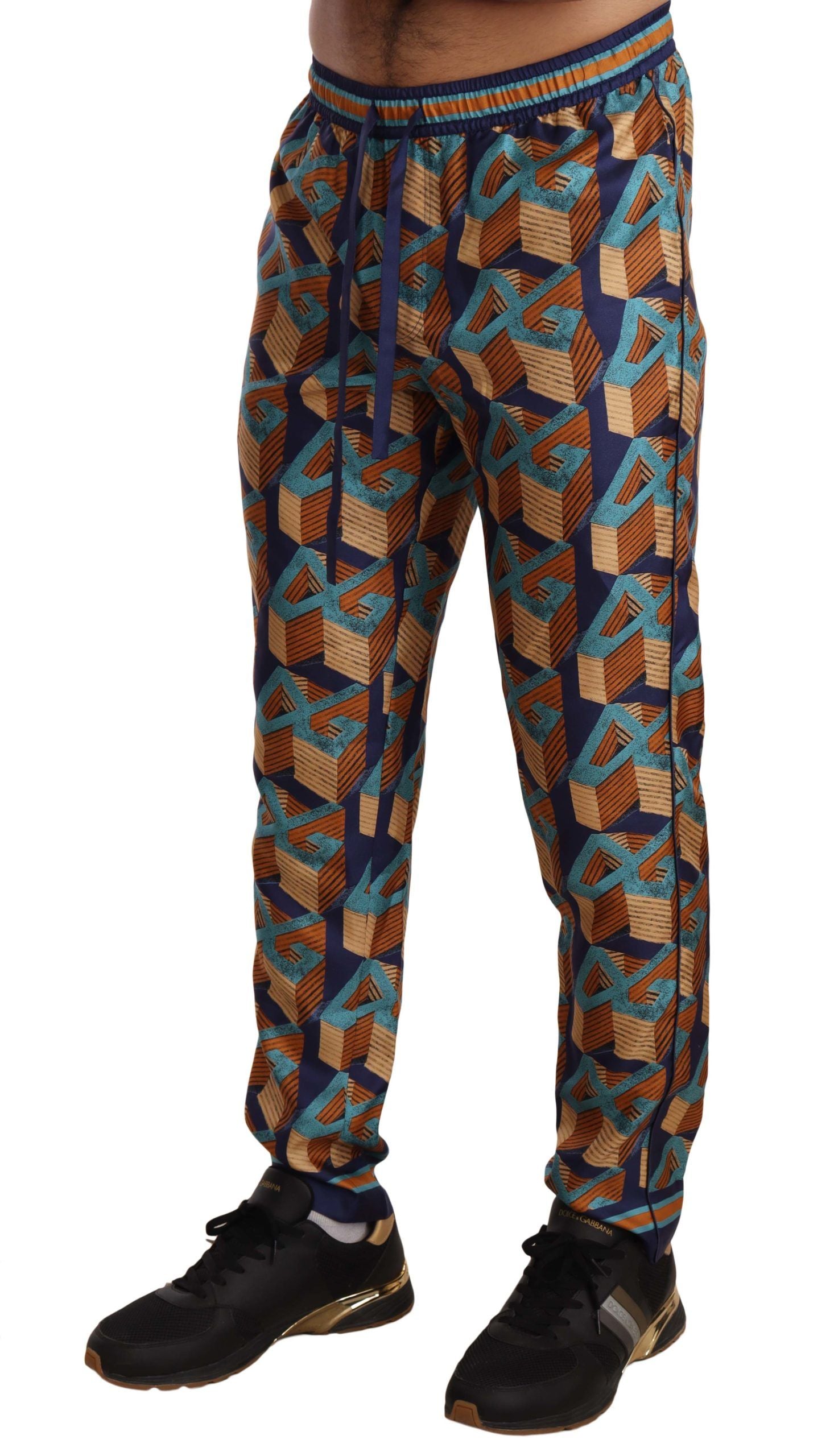 Elegante Jogginghose aus Seide mit lebendigem Druck