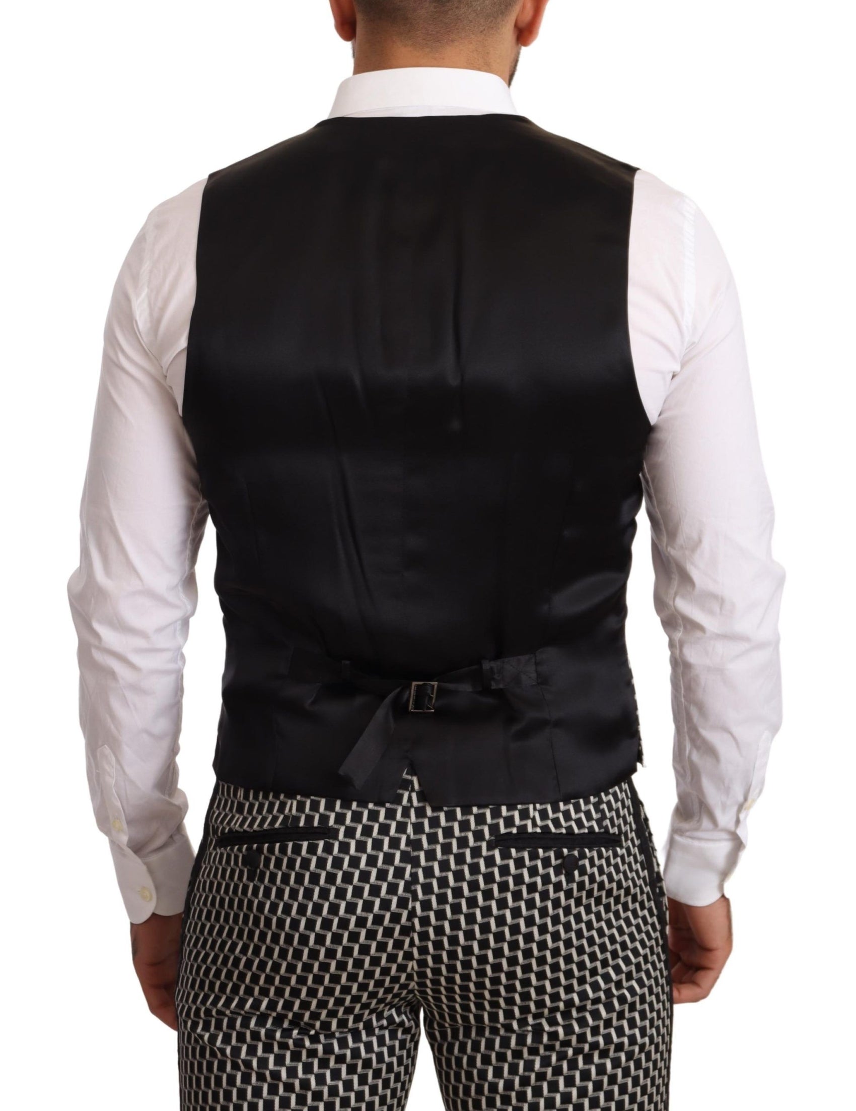 Elegante abito Martini a tre pezzi con motivo a quadri neri