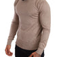 Beigefarbener Rollkragenpullover aus Kaschmir-Seidenmischung