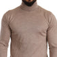 Beigefarbener Rollkragenpullover aus Kaschmir-Seidenmischung