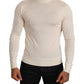 Elfenbeinfarbener Rollkragenpullover aus Kaschmir-Seidenmischung