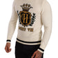 Eleganter schneeweißer heraldischer Kaschmirpullover
