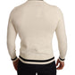 Eleganter schneeweißer heraldischer Kaschmirpullover