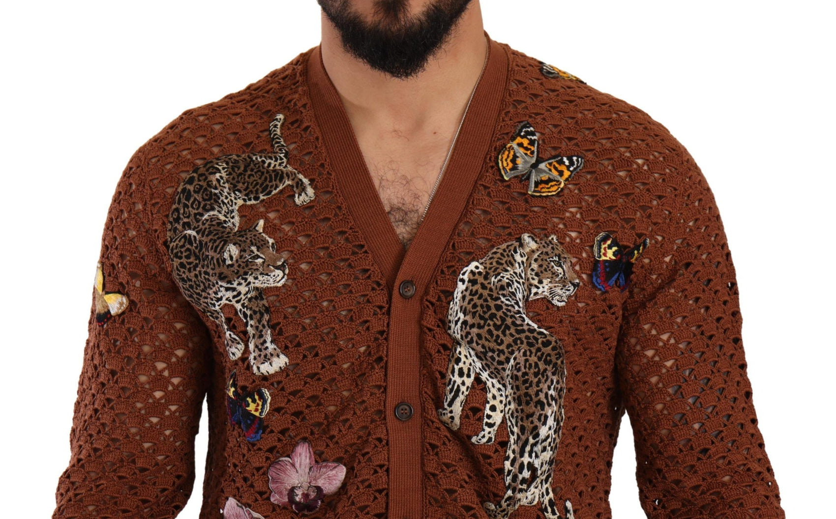 Cardigan ricamato multicolore Eleganza raffinata