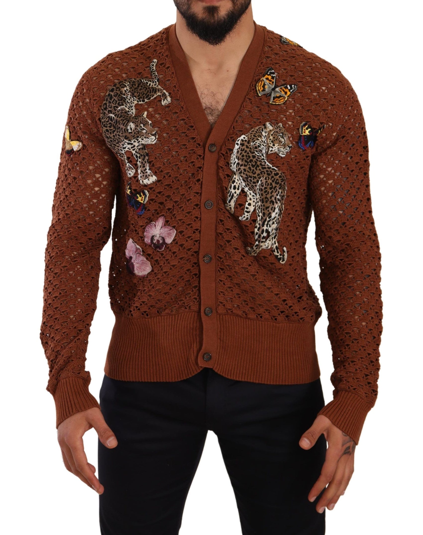Cardigan ricamato multicolore Eleganza raffinata