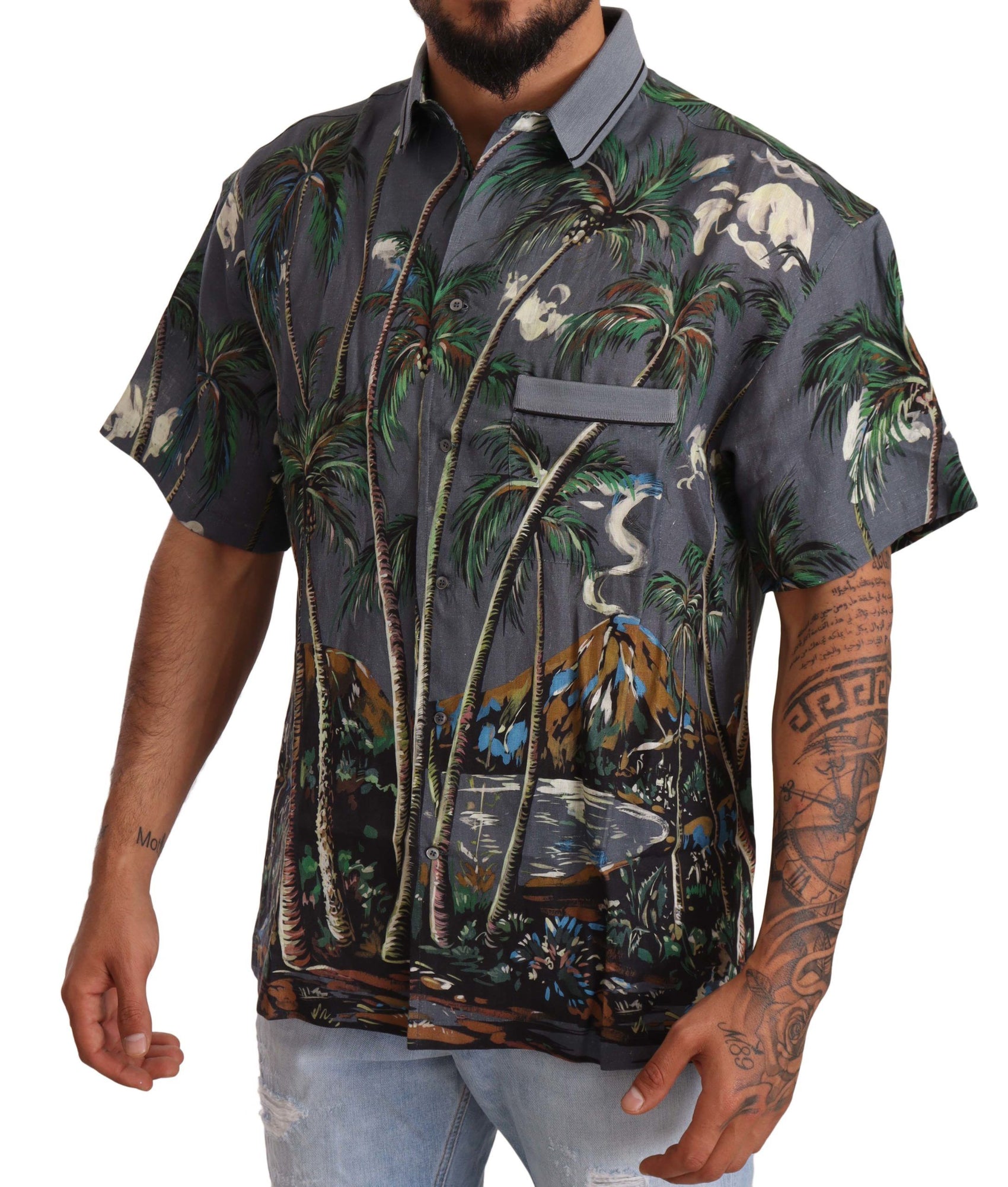 Camicia da uomo in lino e seta Tropical Elegance