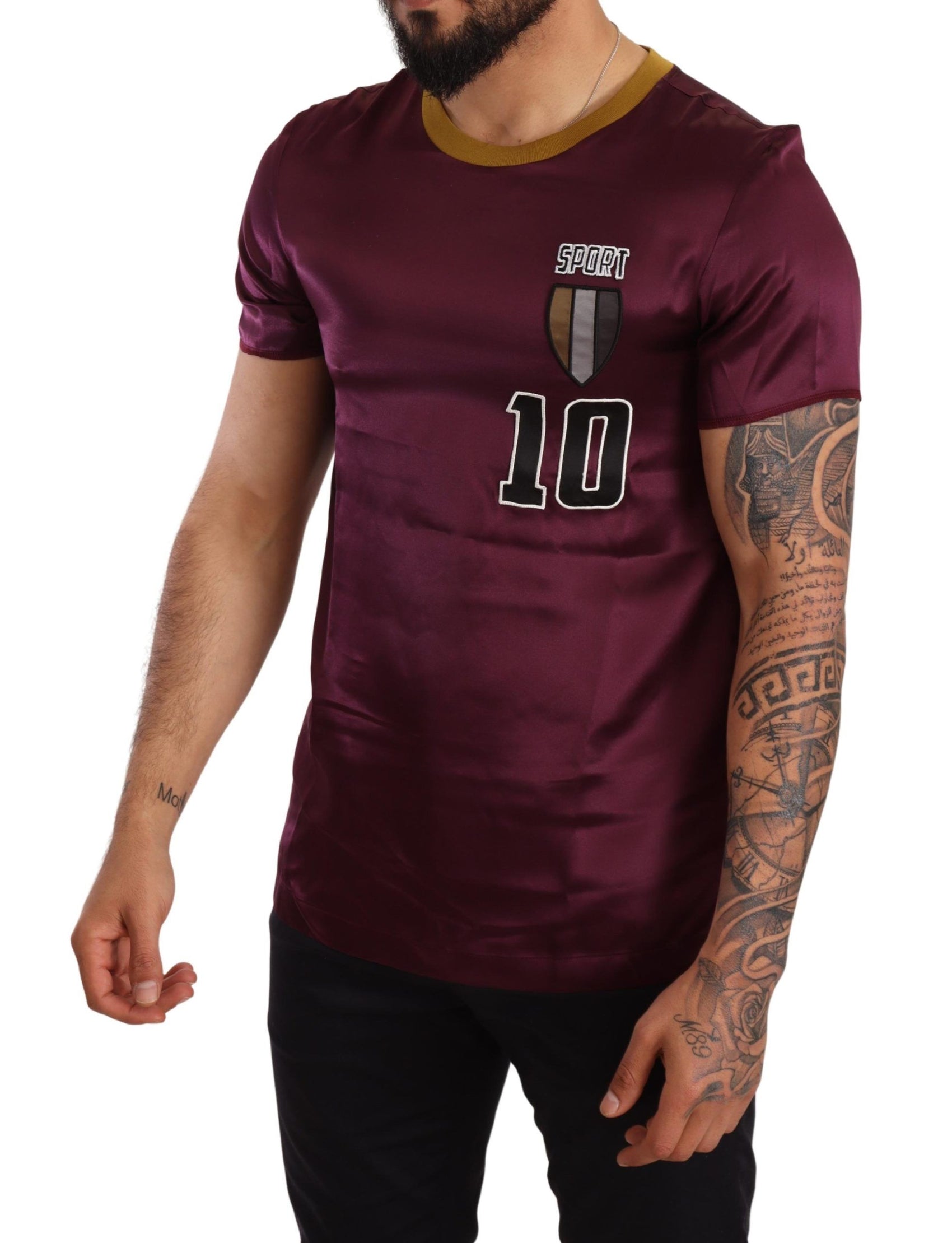 Elegantes lila Kurzarm-T-Shirt aus Seide