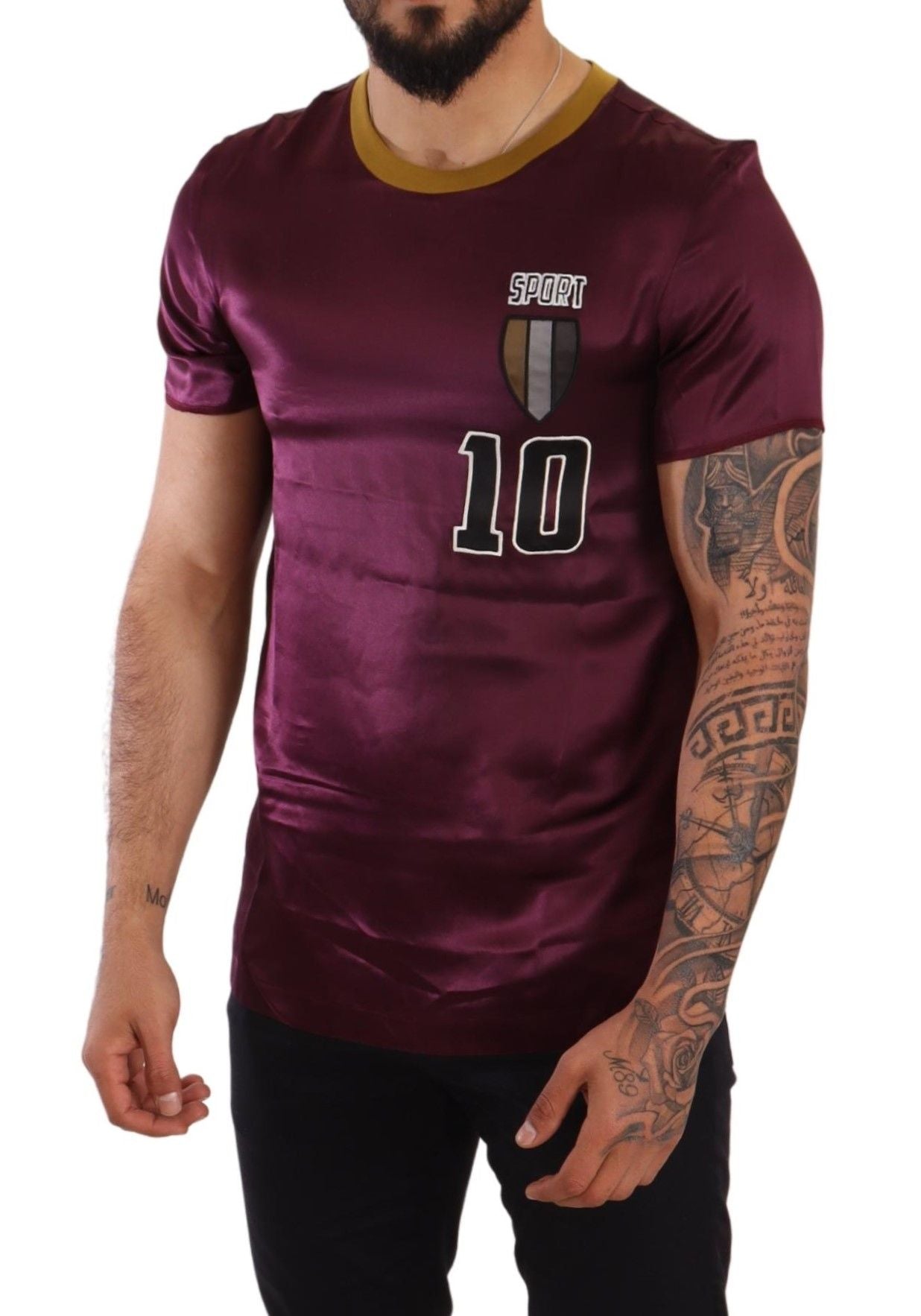 Elegantes lila Kurzarm-T-Shirt aus Seide