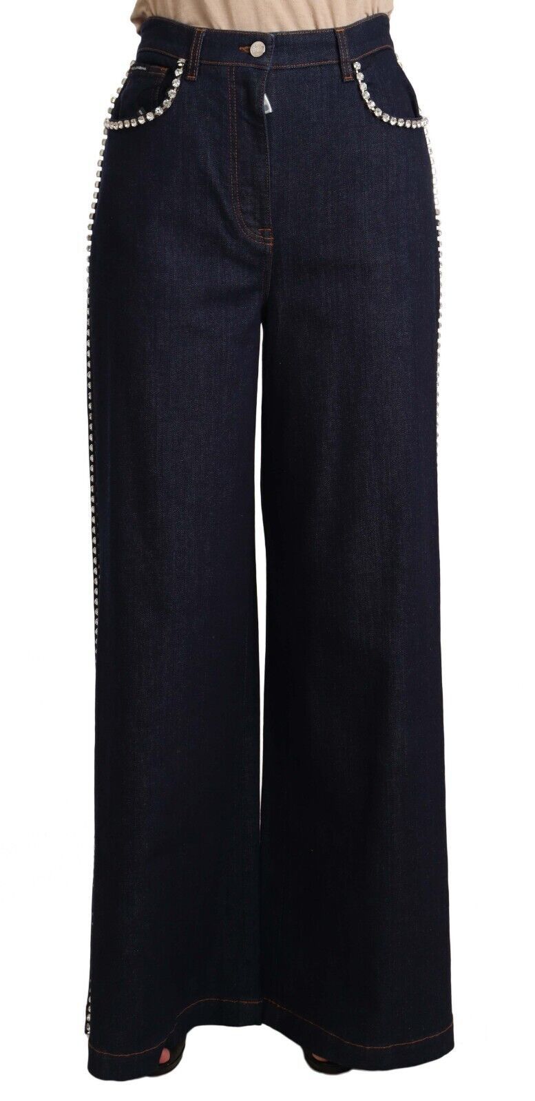 Eleganti jeans a zampa blu scuro